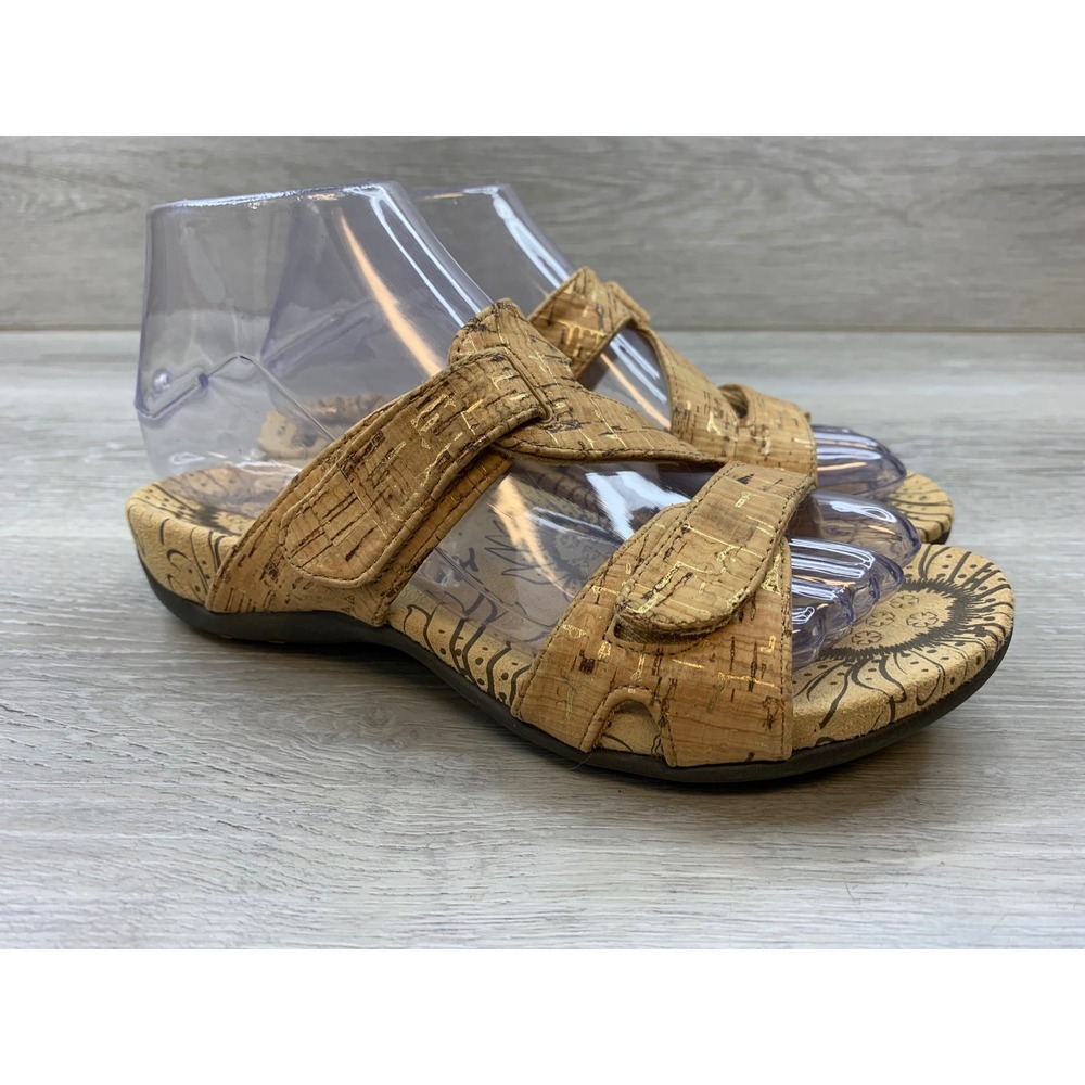 Vionic Lauren Cork Gold Metallic Slide Sandals Women's 5 Casual Comfort Shoes